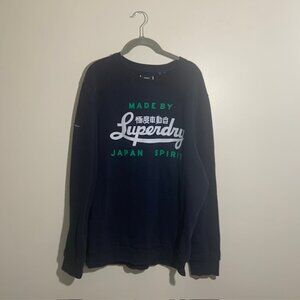 Superdry Osaka 6 Japan Spirit Men's Navy Blue‎ Grunge Crewneck Sweatshirt 2XL